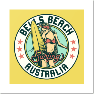 Vintage Surfing Badge for Bells Beach, Australia Posters and Art